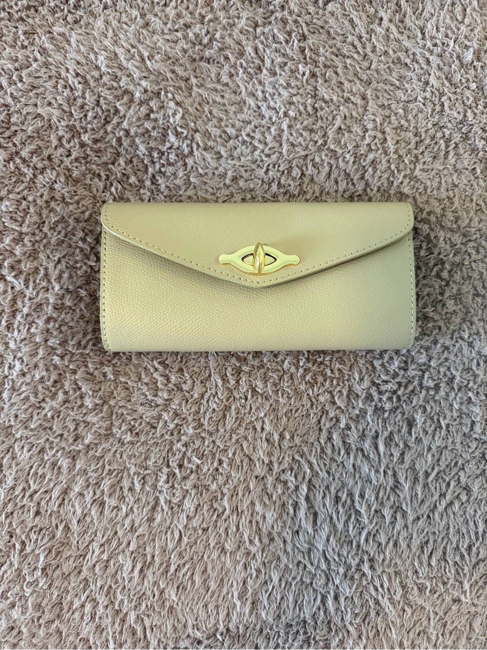 Isadora Italian Leather Turn Lock Continental Wallet Taupe Gold NWT